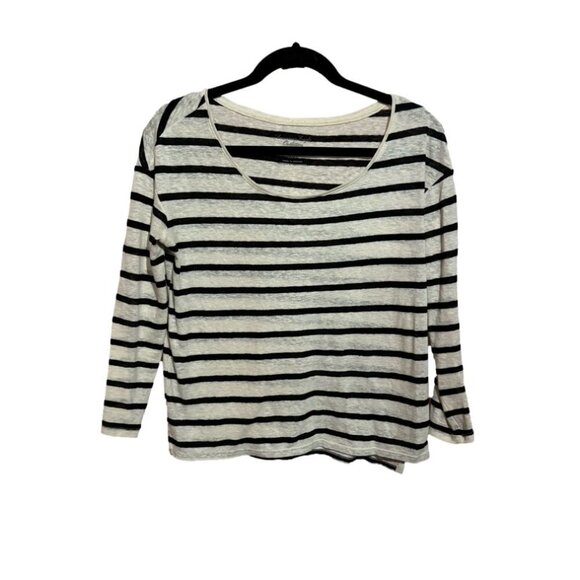 American Eagle Outfitters White w/ Black Stripes Long Sleeve Shirt - Picture 1 of 4